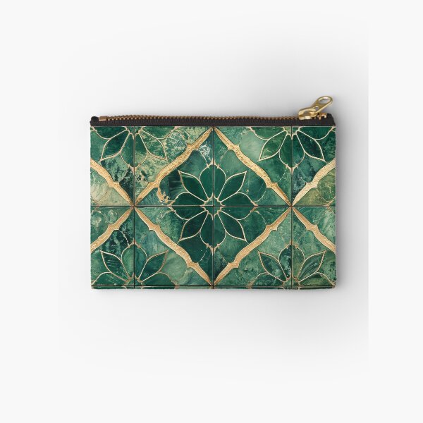 Item preview, Gold Emerald Moroccan Tile Floral Mosaic Stained Glass Pattern designed and sold by GrinGalore.