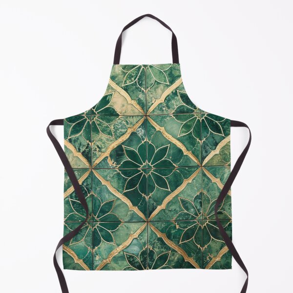 Item preview, Gold Emerald Moroccan Tile Floral Mosaic Stained Glass Pattern designed and sold by GrinGalore.