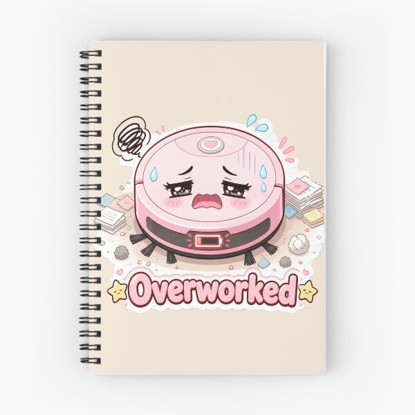 Item preview, Overworked Pink Robot Vacuum Cartoon with Low Battery designed and sold by OksArtStudio.
