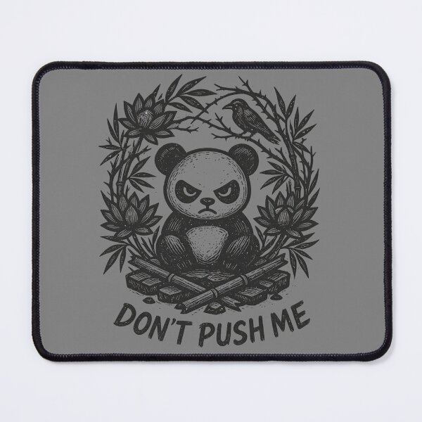Item preview, Grumpy Panda Dont Push Me Linocut Illustration   designed and sold by MarCinu Art.