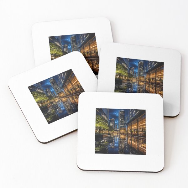 Item preview, Neon City Skyline Night Reflection designed and sold by AnamikaArtVibe.