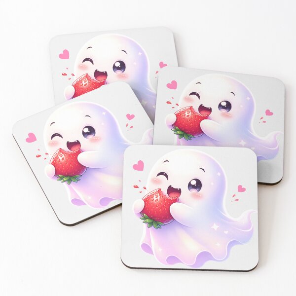 Item preview, Cute Kawaii Ghost Eating Strawberry designed and sold by naragon4289.