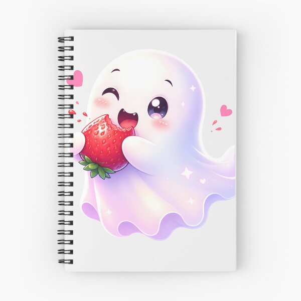 Item preview, Cute Kawaii Ghost Eating Strawberry designed and sold by naragon4289.