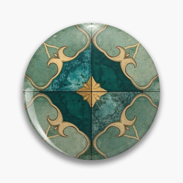 Item preview, Gold Emerald Moroccan Tile Crescent Moon Mosaic Pattern designed and sold by GrinGalore.