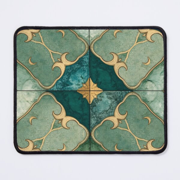 Item preview, Gold Emerald Moroccan Tile Crescent Moon Mosaic Pattern designed and sold by GrinGalore.