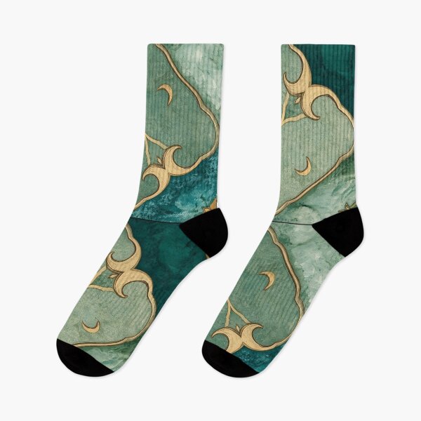 Item preview, Gold Emerald Moroccan Tile Crescent Moon Mosaic Pattern designed and sold by GrinGalore.