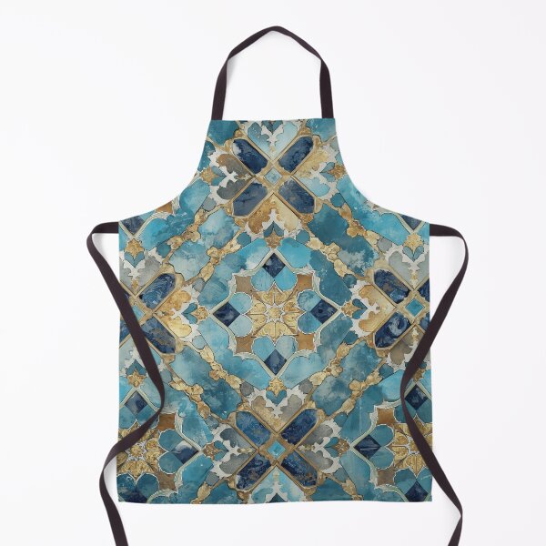 Item preview, Gold Aqua Moroccan Tile Geometric Medallion Mosaic Pattern designed and sold by GrinGalore.