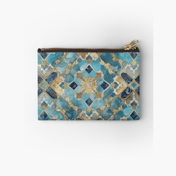 Item preview, Gold Aqua Moroccan Tile Geometric Medallion Mosaic Pattern designed and sold by GrinGalore.