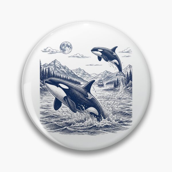 Item preview, Vintage Orca Whale Art Print Retro Killer Whale Ocean Waves Pacific Northwest Nautical designed and sold by raedattia.