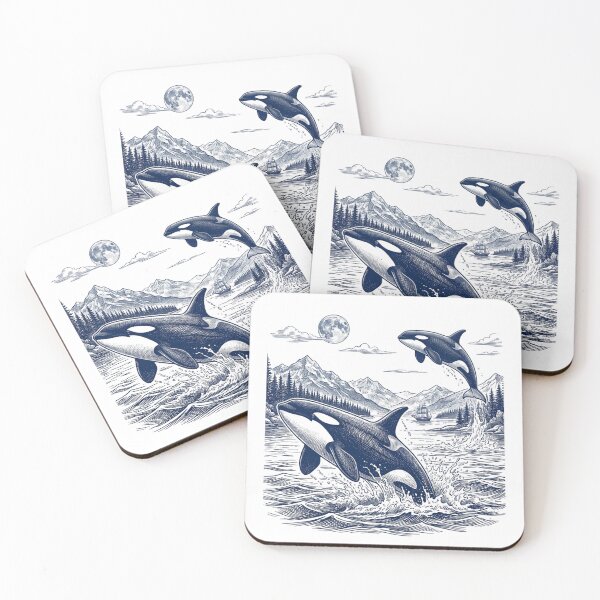 Item preview, Vintage Orca Whale Art Print Retro Killer Whale Ocean Waves Pacific Northwest Nautical designed and sold by raedattia.