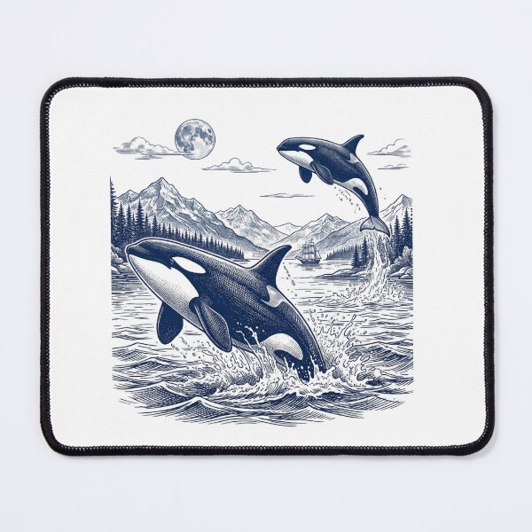 Item preview, Vintage Orca Whale Art Print Retro Killer Whale Ocean Waves Pacific Northwest Nautical designed and sold by raedattia.