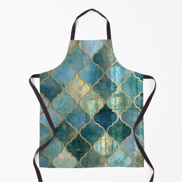 Item preview, Gold Foil Moroccan Arabesque Teal Marble Tile Pattern designed and sold by GrinGalore.