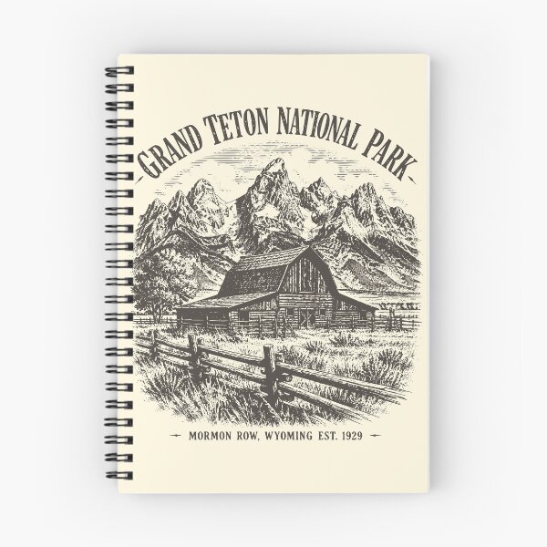 Item preview, Vintage Grand Teton National Park Mormon Row Sketch designed and sold by Imaginationbeyond.