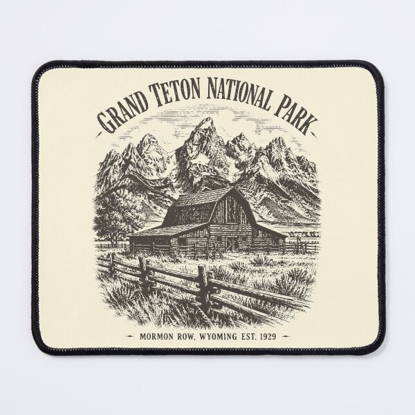 Item preview, Vintage Grand Teton National Park Mormon Row Sketch designed and sold by Imaginationbeyond.