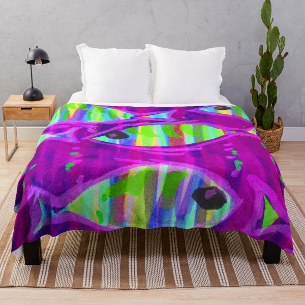 Item preview, School of fish on purple background coastal decor designed and sold by Jill Brooke.