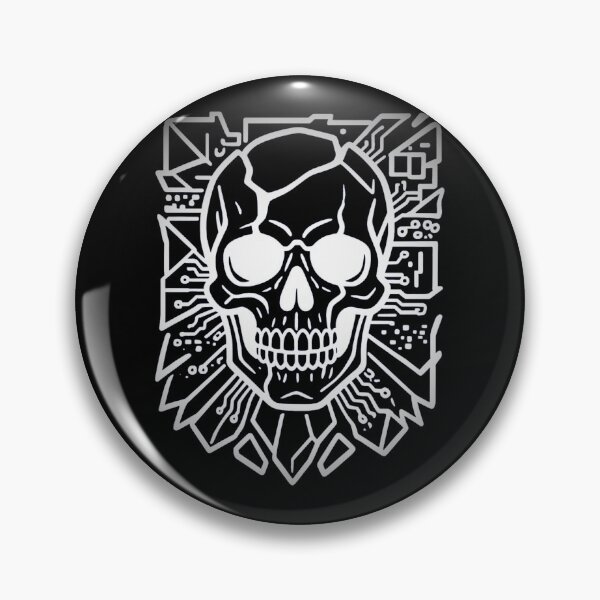 Item preview, Silver Cyberpunk Skull Geometric Circuit Board designed and sold by MarCinu Art.