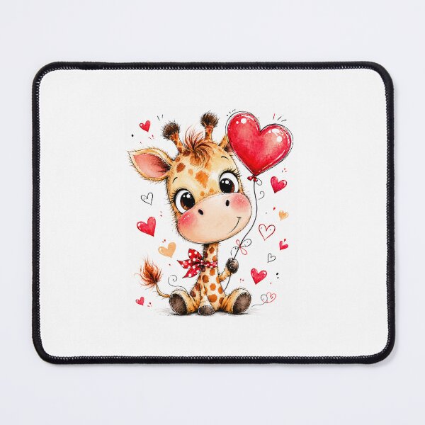 Item preview, Cute Baby Giraffe Holding Heart Balloon designed and sold by Cartoonproject.