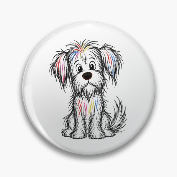 Item preview, Colorful Shaggy Puppy Dog Sketch designed and sold by WearTheVibe Store.