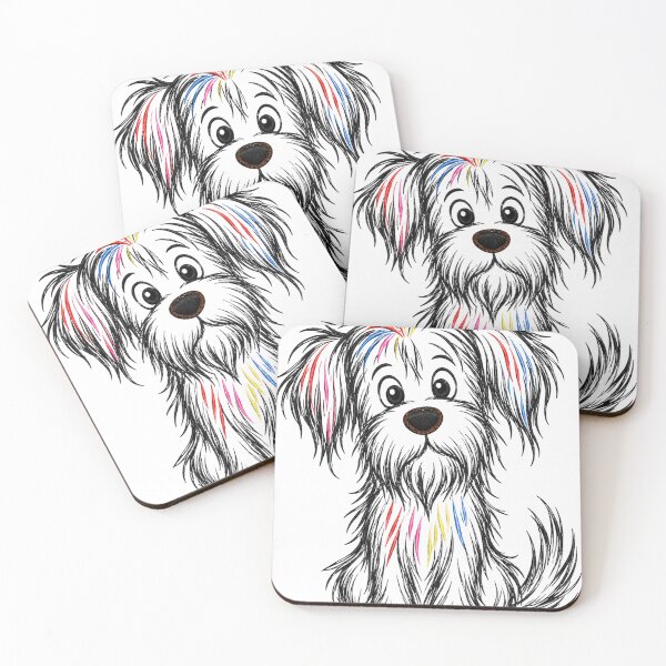 Item preview, Colorful Shaggy Puppy Dog Sketch designed and sold by WearTheVibe Store.