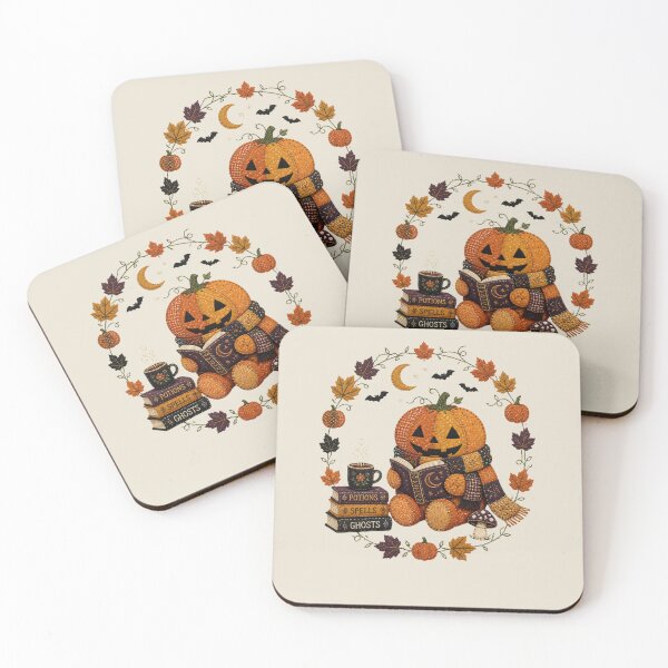 Item preview, Pumpkin Reading Patchwork Halloween Wreath Design designed and sold by Panom Suavichien.
