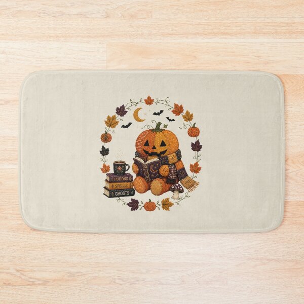 Item preview, Pumpkin Reading Patchwork Halloween Wreath Design designed and sold by Panom Suavichien.