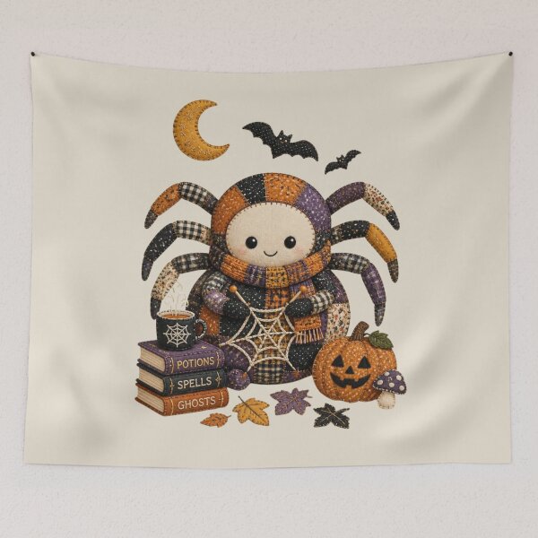 Item preview, Cozy Spider Knitting Patchwork Halloween Design designed and sold by Panom Suavichien.