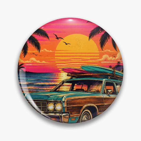 Item preview, Retro Surf Wagon Sunset Sticker designed and sold by CosmicDreamAI.