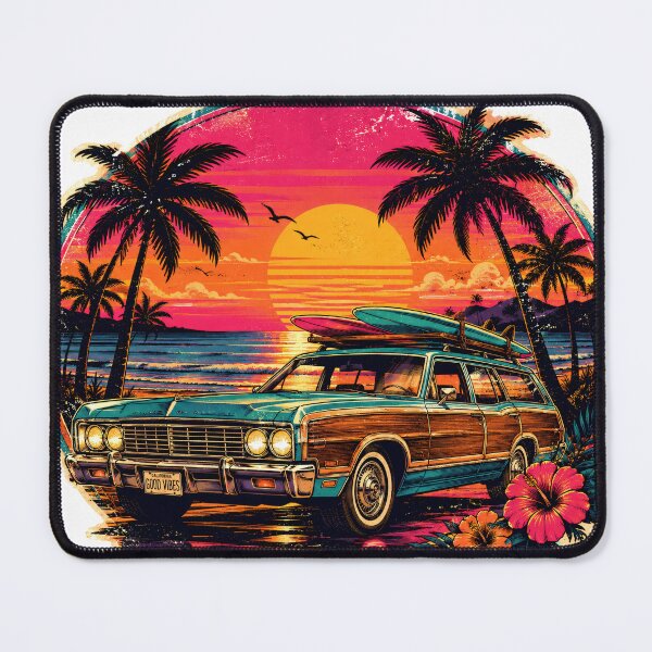 Item preview, Retro Surf Wagon Sunset Sticker designed and sold by CosmicDreamAI.
