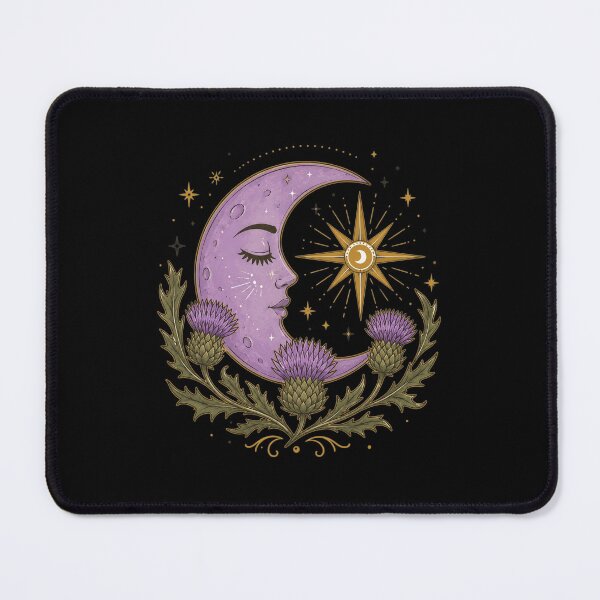 Item preview, Scottish Thistle Moon, Celestial Floral, Cottagecore Sun Stars Retro Witchy Botanical Highland Scotland Travel designed and sold by Cchotlan.