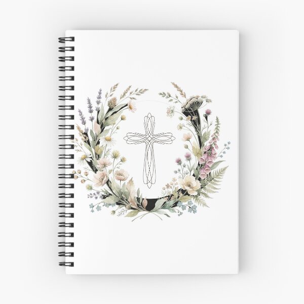 Item preview, Elegant Floral Wreath Christian Cross Art designed and sold by SassyArtistry.