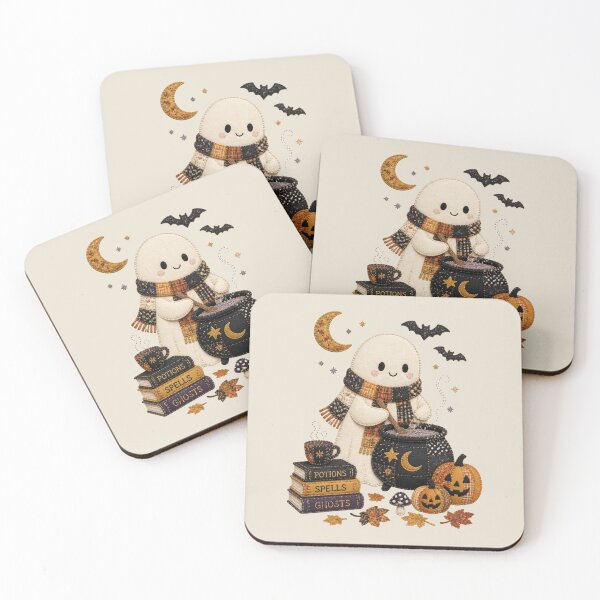 Item preview, Ghost Cauldron Stirring Patchwork Halloween Design designed and sold by Panom Suavichien.