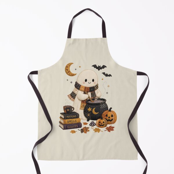 Item preview, Ghost Cauldron Stirring Patchwork Halloween Design designed and sold by Panom Suavichien.