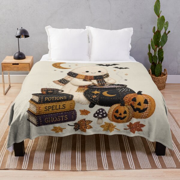 Item preview, Ghost Cauldron Stirring Patchwork Halloween Design designed and sold by Panom Suavichien.