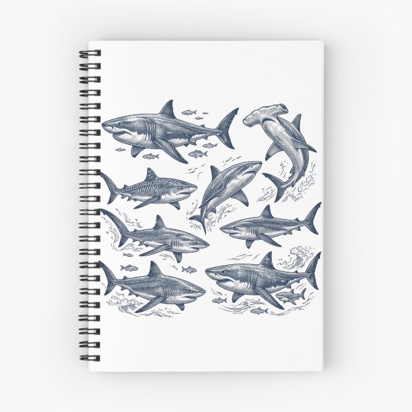 Item preview, Vintage Shark Art Print Retro Great White and Hammerhead Illustration Nautical Marine Life designed and sold by raedattia.
