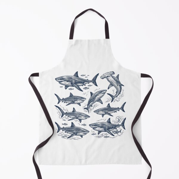 Item preview, Vintage Shark Art Print Retro Great White and Hammerhead Illustration Nautical Marine Life designed and sold by raedattia.