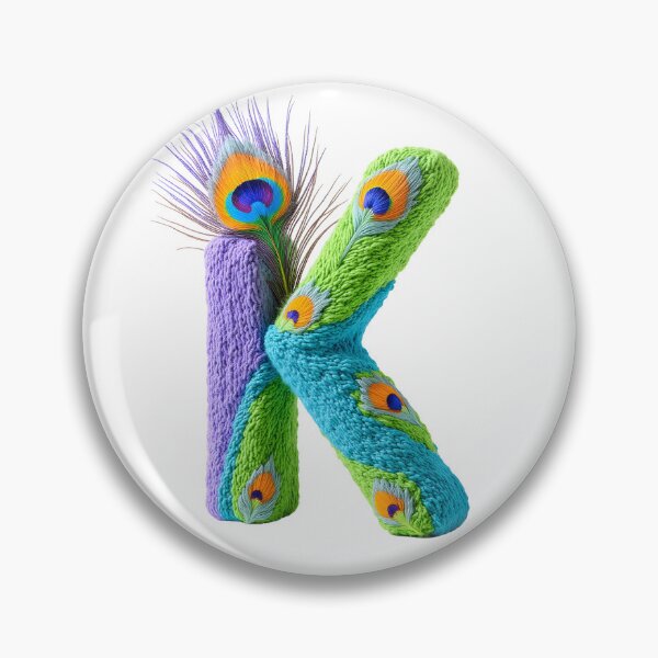 Item preview, The Letter K - Knitted Monogram in Peacock Feathers designed and sold by canvahub.