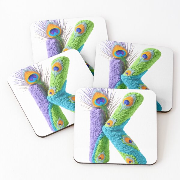 Item preview, The Letter K - Knitted Monogram in Peacock Feathers designed and sold by canvahub.