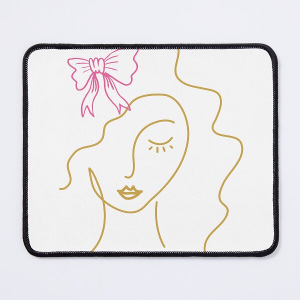 Item preview, Elegant Woman Face One Line Art with Pink Bow designed and sold by vibecraft_studio2.