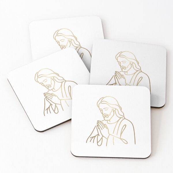 Item preview, Minimalist Gold Praying Jesus Line Art designed and sold by SassyArtistry.