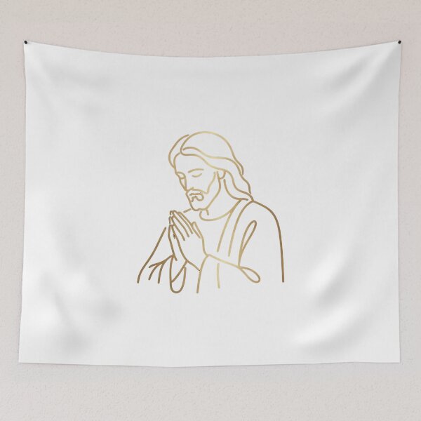 Item preview, Minimalist Gold Praying Jesus Line Art designed and sold by SassyArtistry.