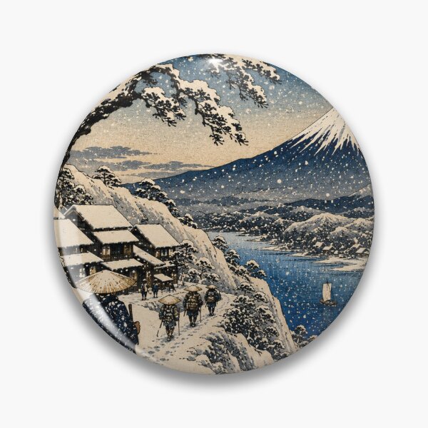 Item preview, Snowfall at Kanbara – Hiroshige Inspired Ukiyo-e Winter Landscape designed and sold by 風の浮世.