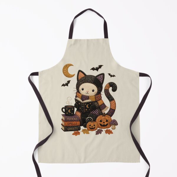 Item preview, Cozy Reading Black Cat Patchwork Halloween Design designed and sold by Panom Suavichien.