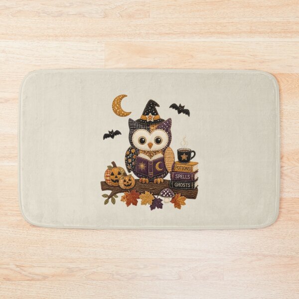 Item preview, Cozy Reading Owl Patchwork Halloween Design designed and sold by Panom Suavichien.