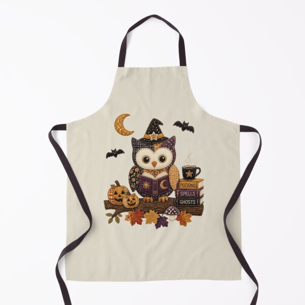 Item preview, Cozy Reading Owl Patchwork Halloween Design designed and sold by Panom Suavichien.