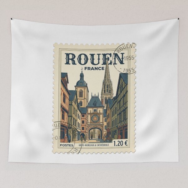Item preview, Rouen France Travel Stamp Cathedral Gros Horloge designed and sold by k3rstman1.