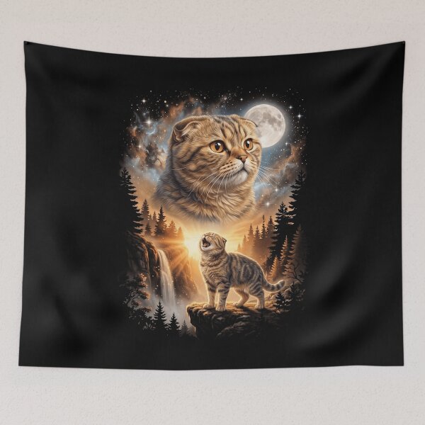 Item preview, Scottish Fold Howling Moon Art Cat Mom Dad Lover designed and sold by dian-rody-crest.