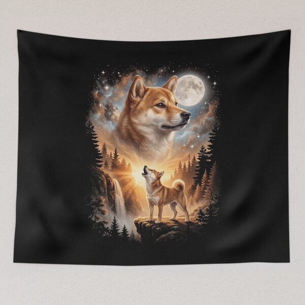 Item preview, Shiba Inu Howling Moon Art Dog Mom Dad Lover designed and sold by dian-rody-crest.