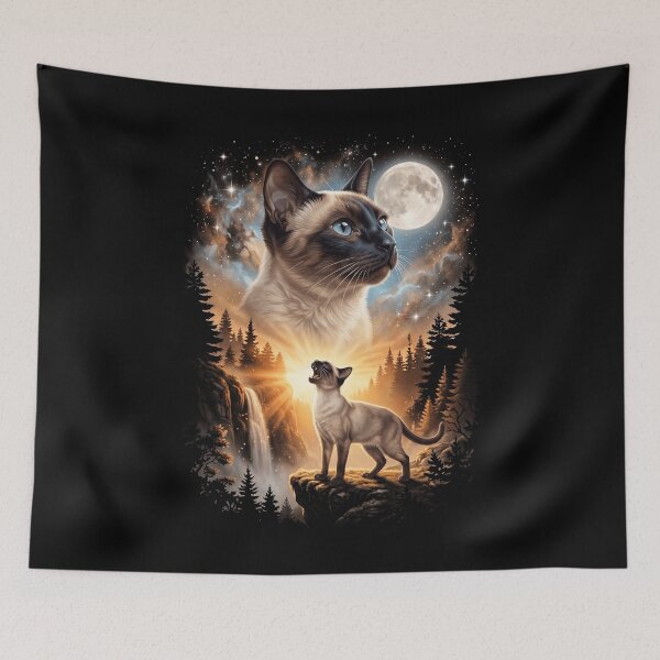 Item preview, Siamese Howling Moon Art Cat Mom Dad Lover designed and sold by dian-rody-crest.