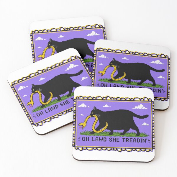 Item preview, She Treadin' Don't Tread On Me Cat and Snake designed and sold by LivingRoomZoo.