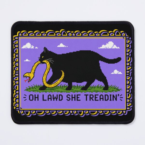 Item preview, She Treadin' Don't Tread On Me Cat and Snake designed and sold by LivingRoomZoo.